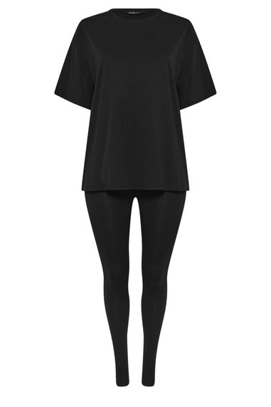 Yours Curve Black T-Shirt & Legging Set