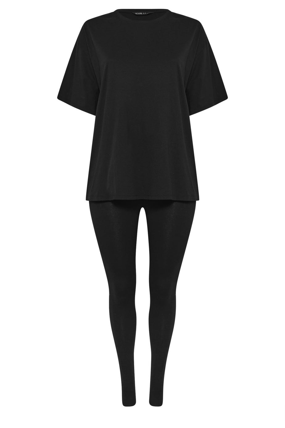 Yours Curve Black T-Shirt & Legging Set