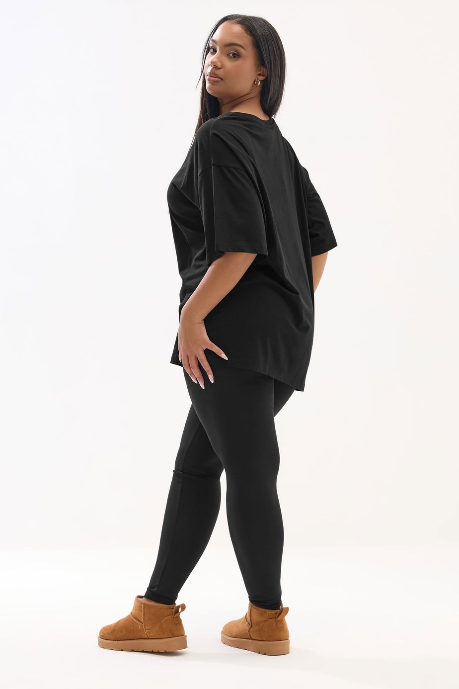 Yours Curve Black T-Shirt & Legging Set