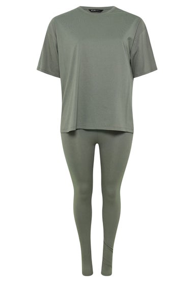 Yours Curve Sage Green T-Shirt & Legging Set