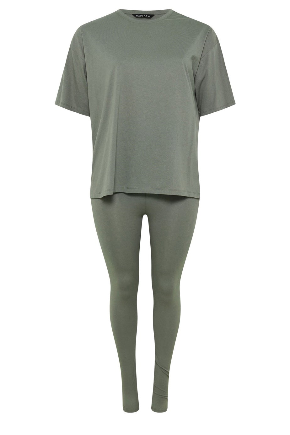 Yours Curve Sage Green T-Shirt & Legging Set