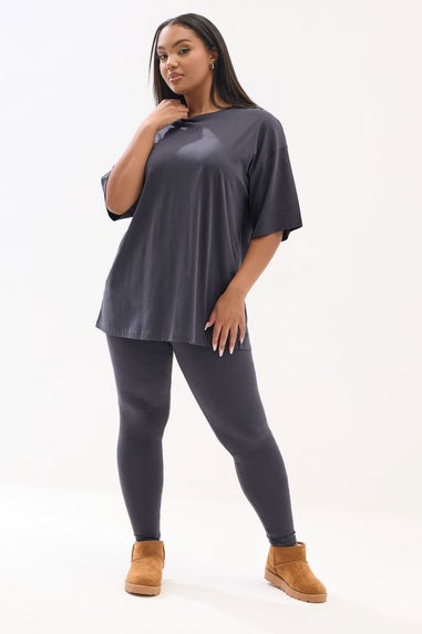Yours Curve Grey T-Shirt & Legging Set