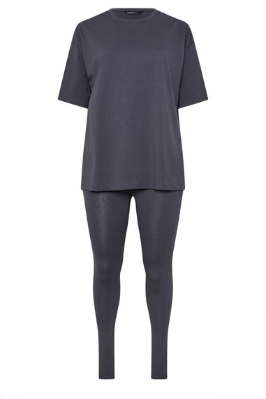 Yours Curve Grey T-Shirt & Legging Set