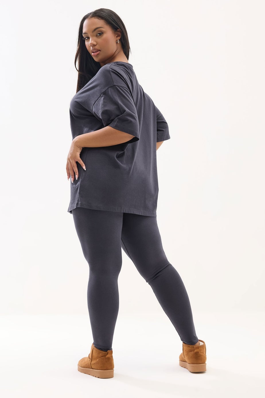 Yours Curve Grey T-Shirt & Legging Set