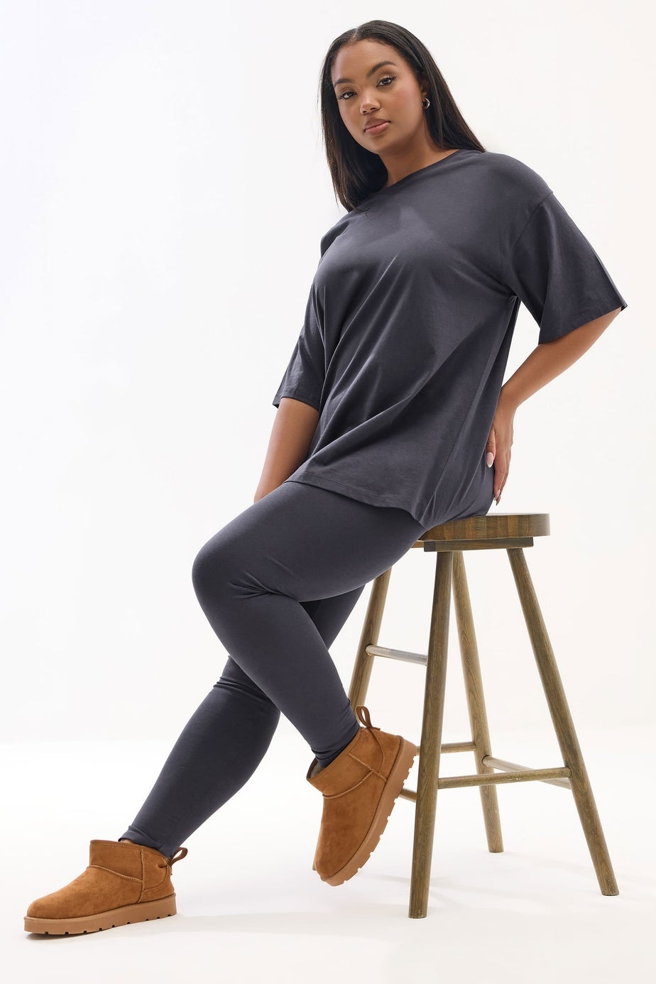 Yours Curve Grey T-Shirt & Legging Set