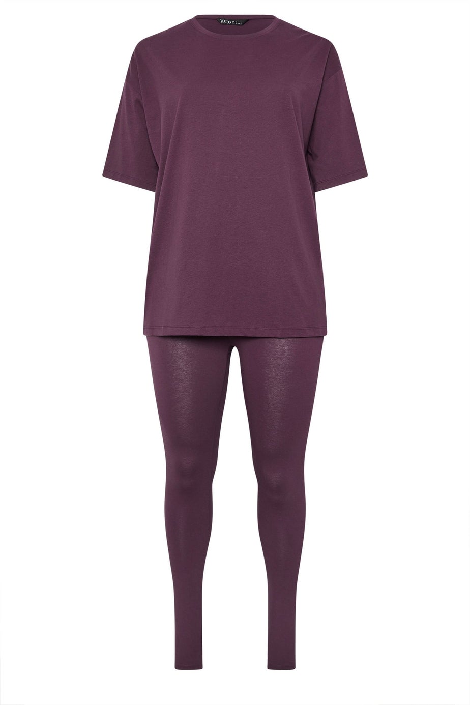 Yours Curve Burgundy Red T-Shirt & Legging Set