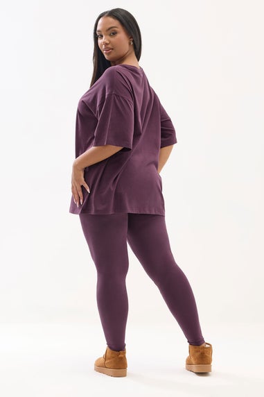 Yours Curve Burgundy Red T-Shirt & Legging Set