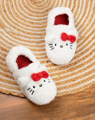 Vanilla Underground Hello Kitty Kids White Loafer Slippers (Older 11-4)