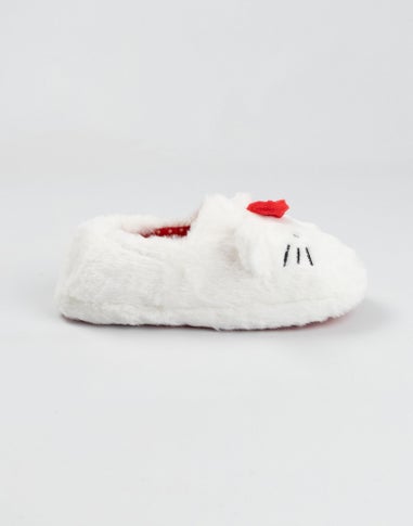Vanilla Underground Hello Kitty Kids White Loafer Slippers (Older 11-4)