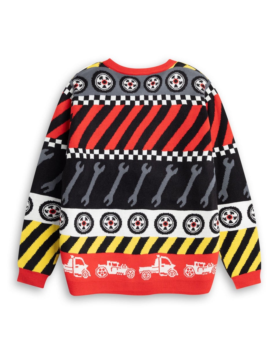 Vanilla Underground Hot Wheels Kids Red Christmas Jumper (3-12yrs)