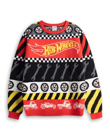 Vanilla Underground Hot Wheels Kids Red Christmas Jumper (3-12yrs)