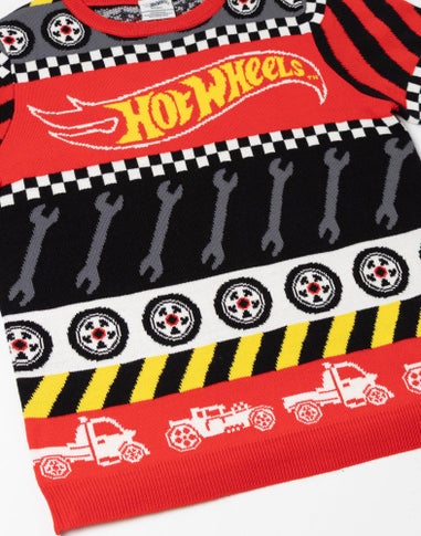 Vanilla Underground Hot Wheels Kids Red Christmas Jumper (3-12yrs)