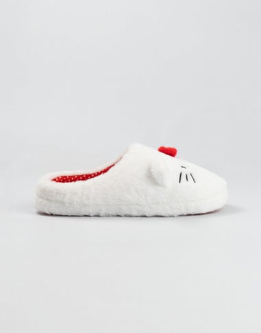 Vanilla Underground Hello Kitty Adult White With Red Accents Mule Slippers