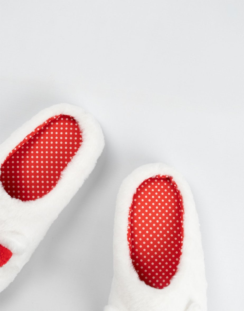 Vanilla Underground Hello Kitty Adult White With Red Accents Mule Slippers