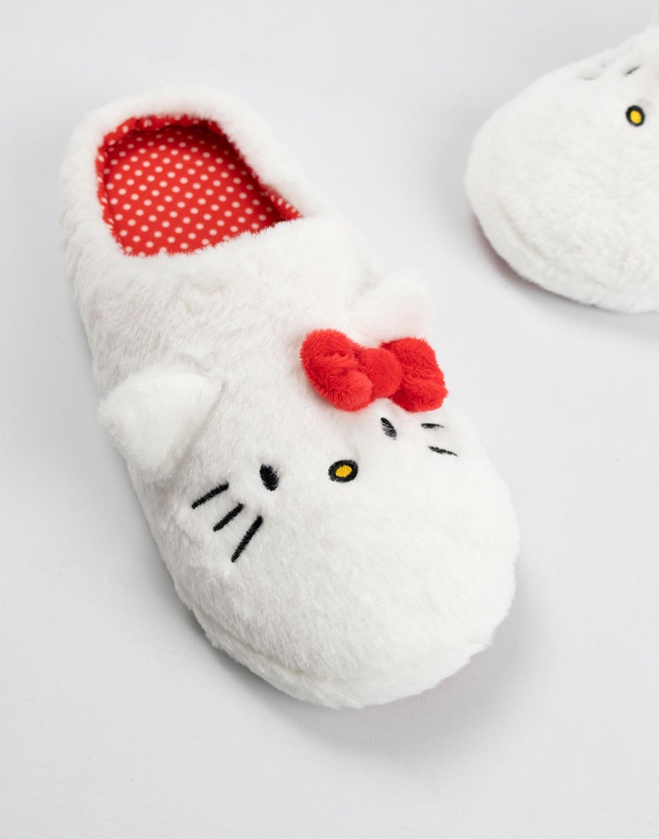 Vanilla Underground Hello Kitty Adult White With Red Accents Mule Slippers