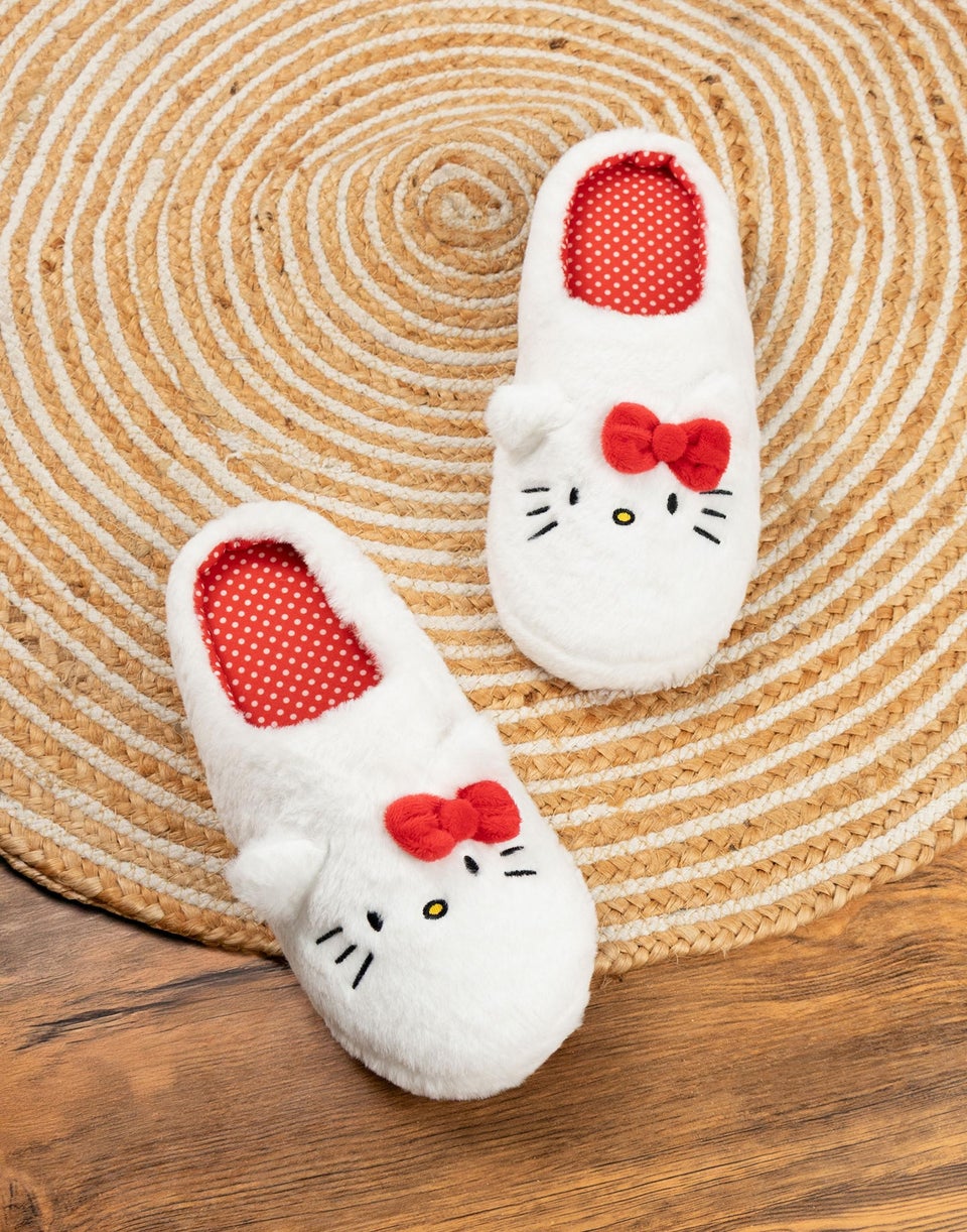 Vanilla Underground Hello Kitty Adult White With Red Accents Mule Slippers