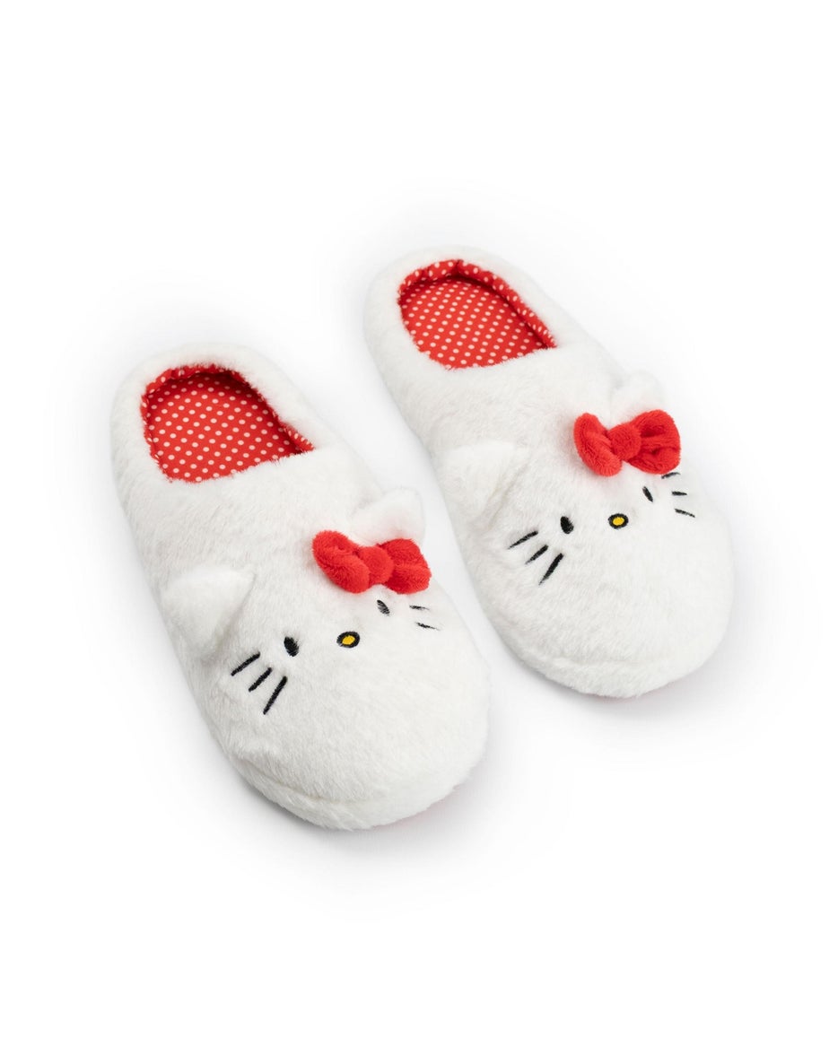 Vanilla Underground Hello Kitty Adult White With Red Accents Mule Slippers