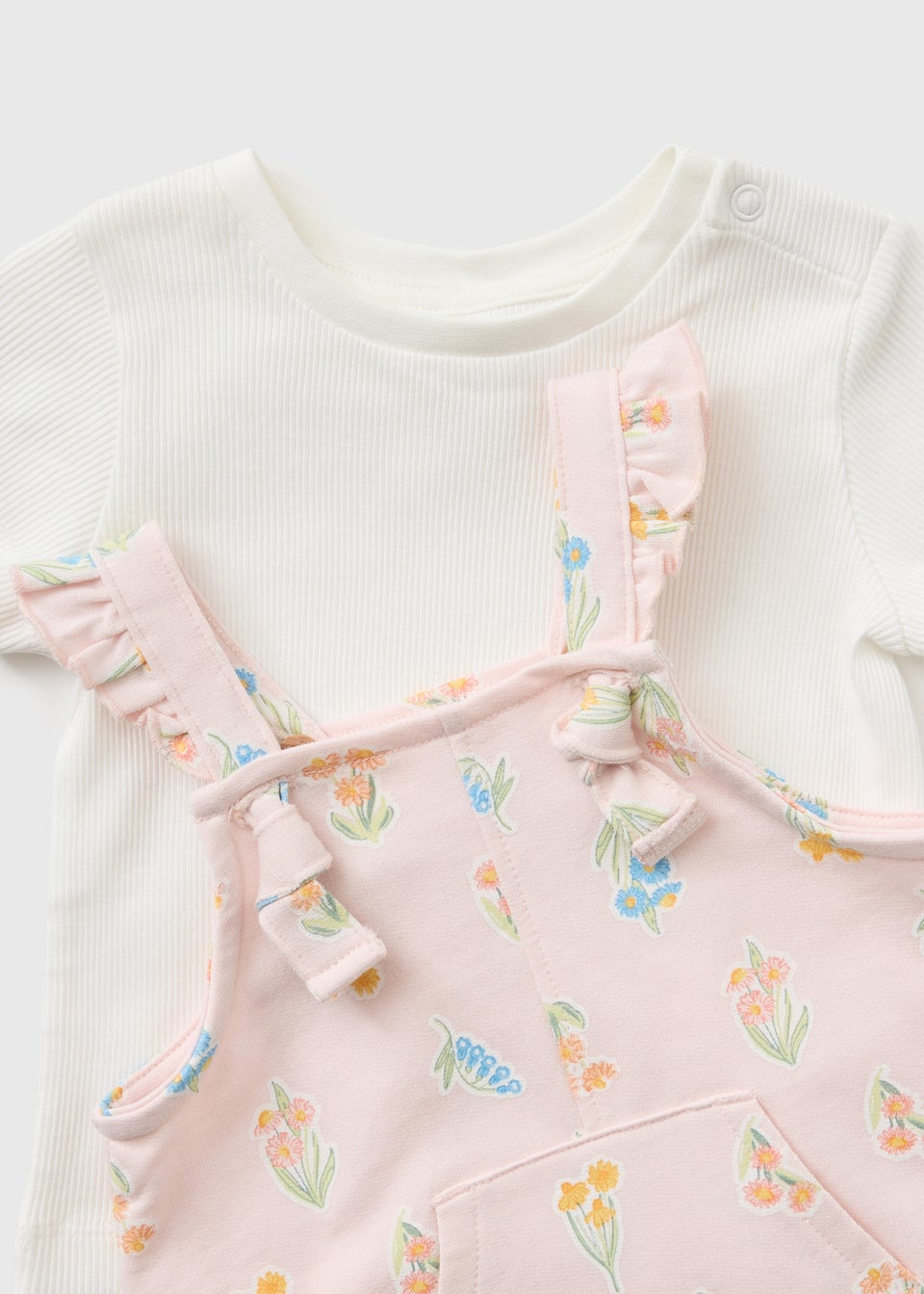 Baby Pink Floral Top & Dungaree Set (Newborn-23mths)