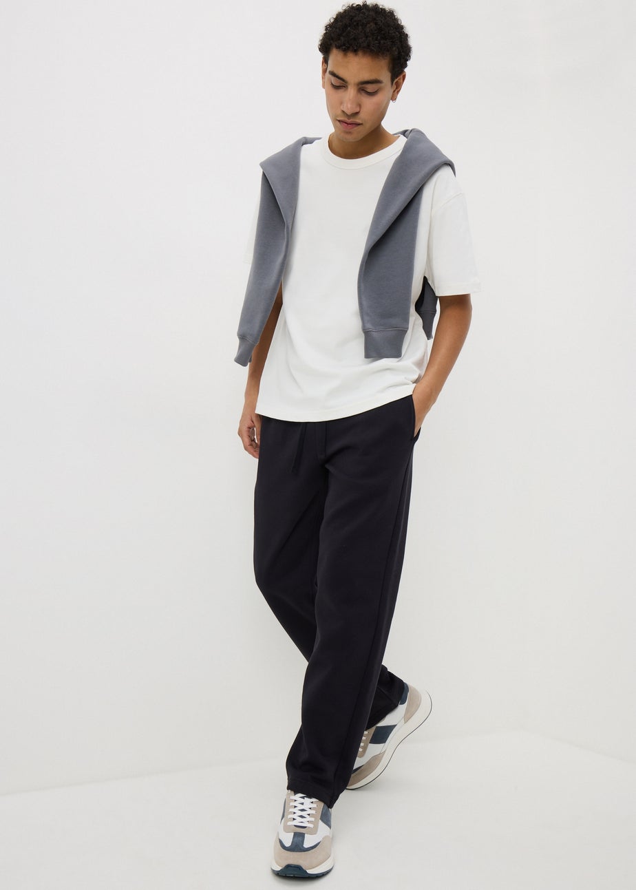 Black Relaxed Straight Jogging Bottoms