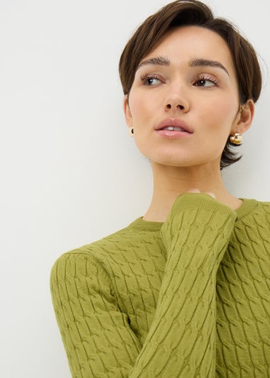 Olive Chocolate Brown Baby Cable Jumper