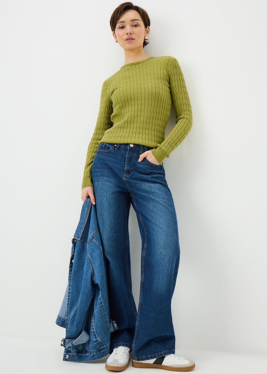 Olive Chocolate Brown Baby Cable Jumper