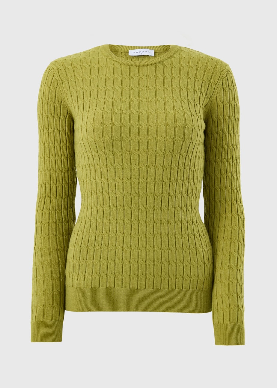 Olive Chocolate Brown Baby Cable Jumper