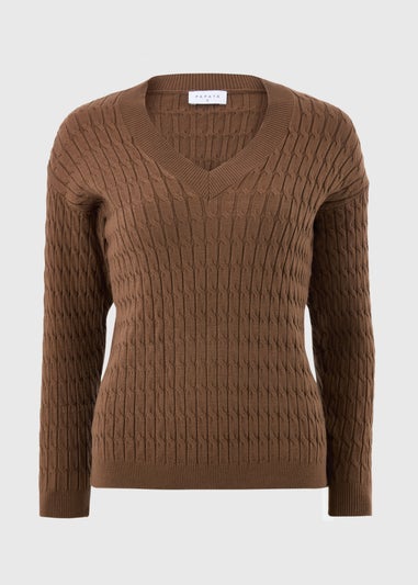 Chocolate Brown Oversized Baby Cable Jumper