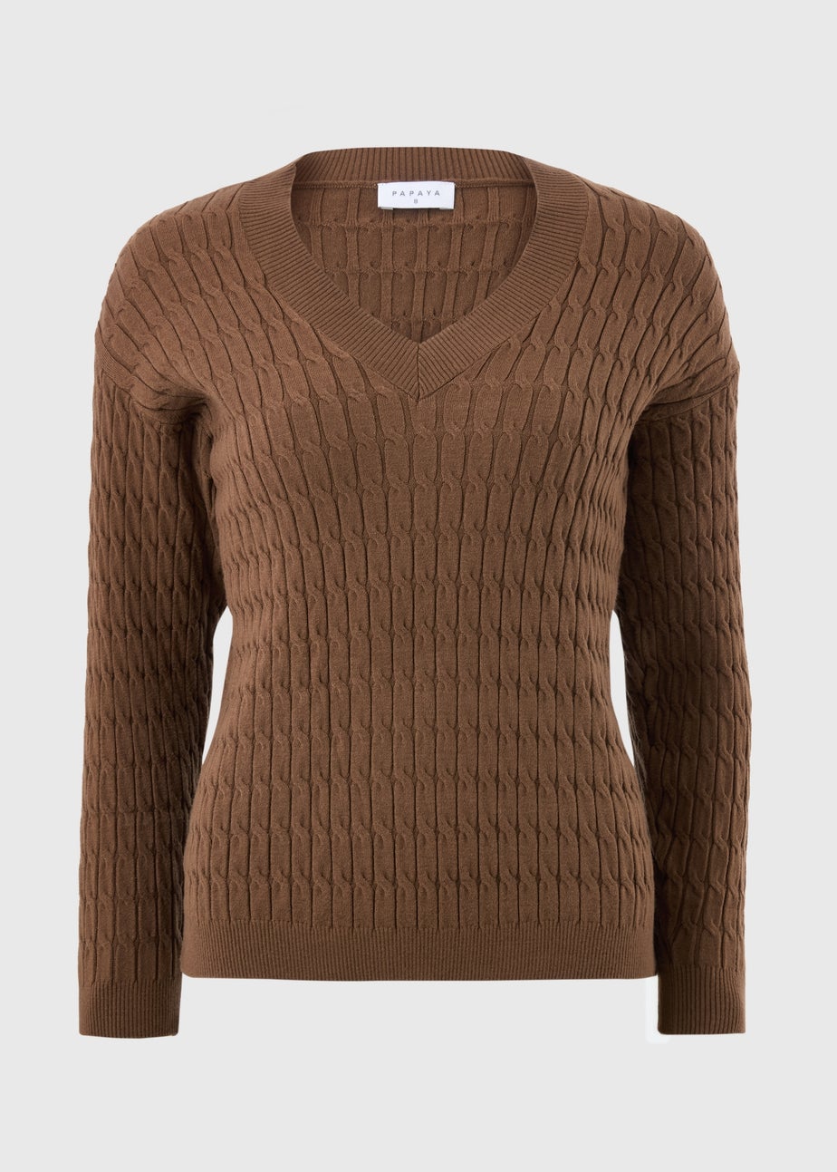 Chocolate Brown Oversized Baby Cable Jumper