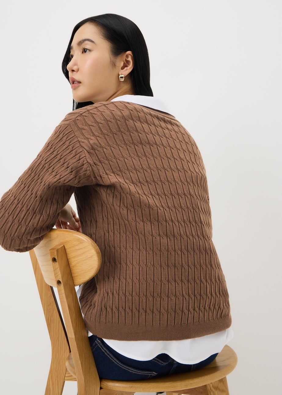 Chocolate Brown Oversized Baby Cable Jumper