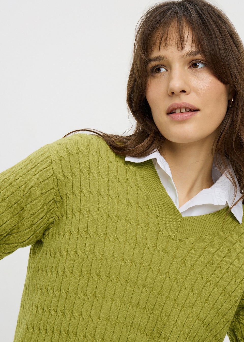 Olive Oversized Baby Cable Jumper