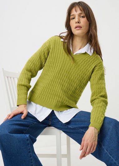 Olive Oversized Baby Cable Jumper