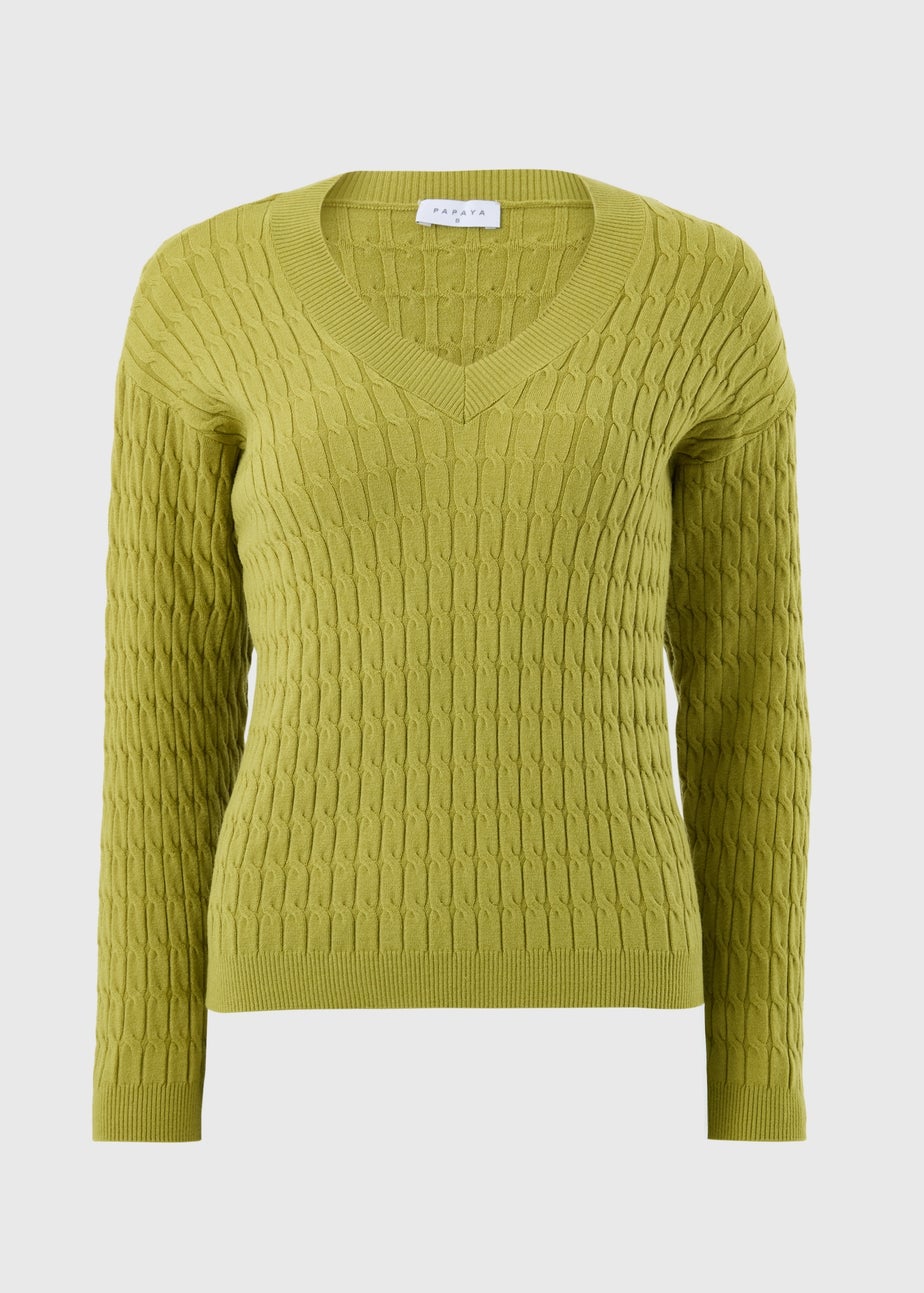 Olive Oversized Baby Cable Jumper