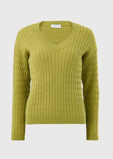 Olive Oversized Baby Cable Jumper