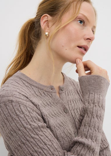Mocha Cable Knit Cardigan