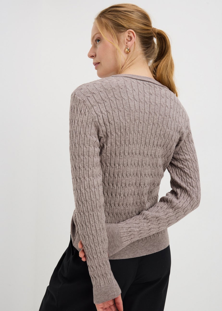 Mocha Cable Knit Cardigan
