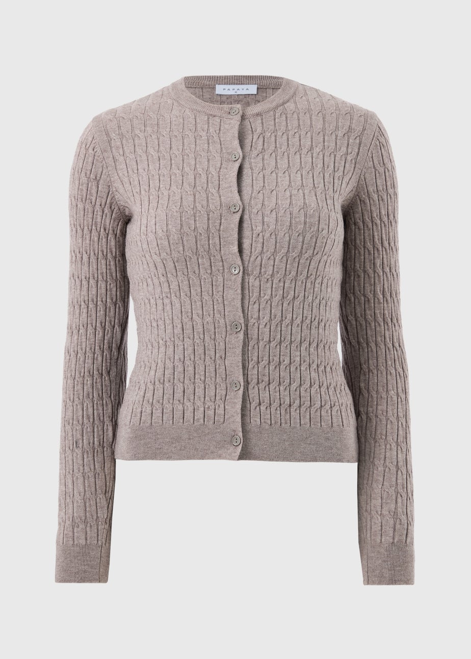 Mocha Cable Knit Cardigan