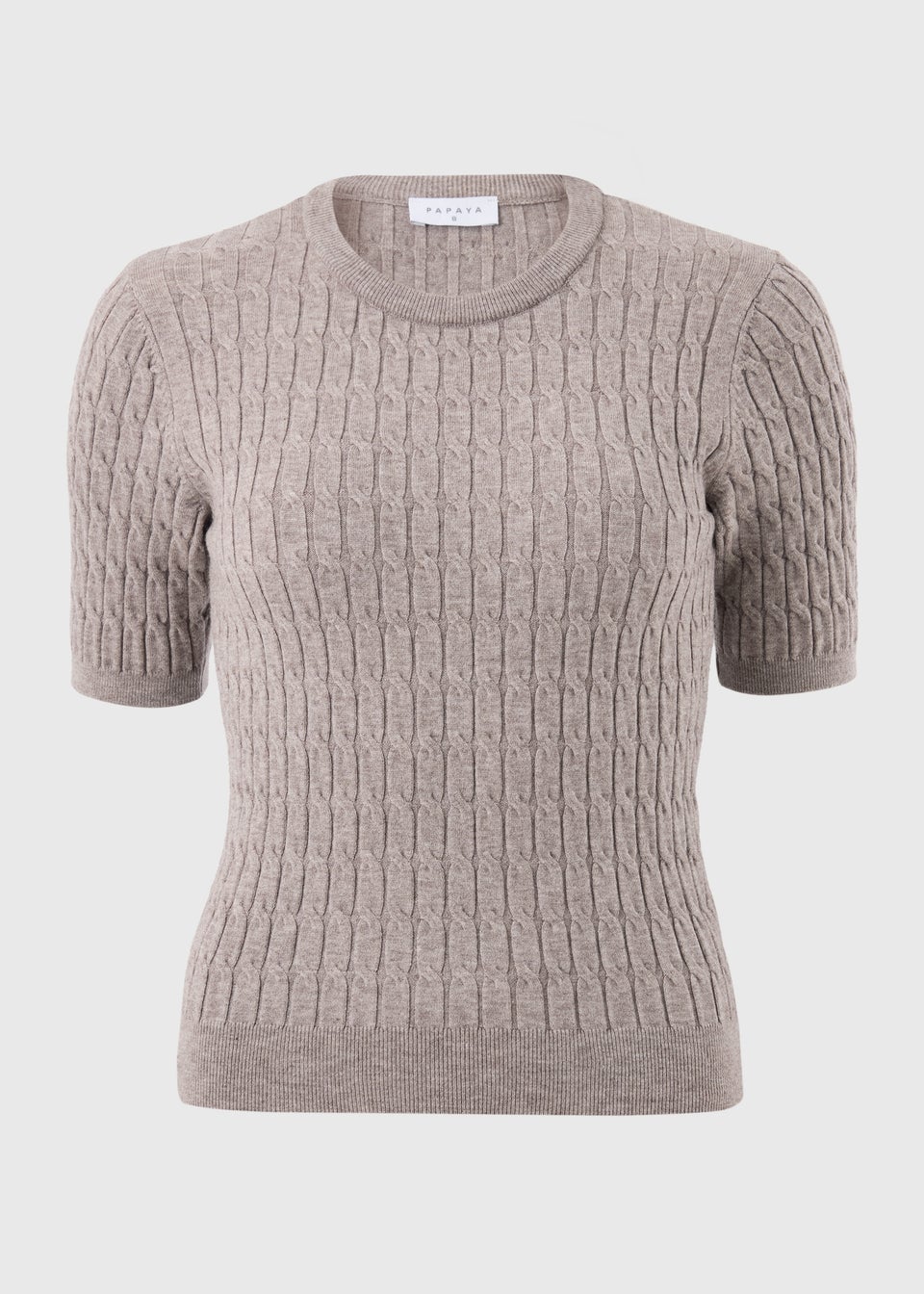 Mocha Short Sleeve Baby Cable Jumper