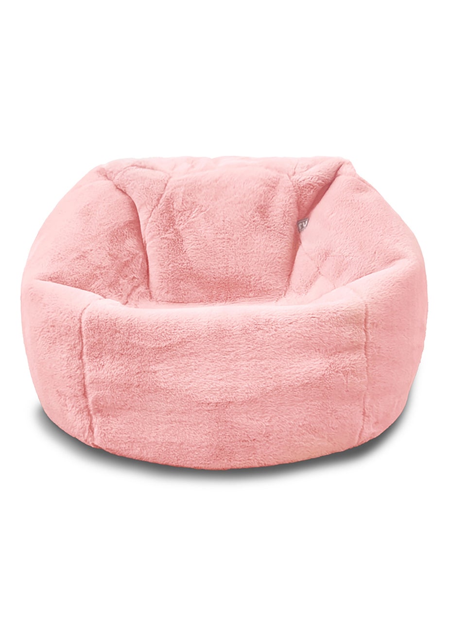 rucomfy Faux Fur Kids Slouchbag Dusky Pink Beanbag