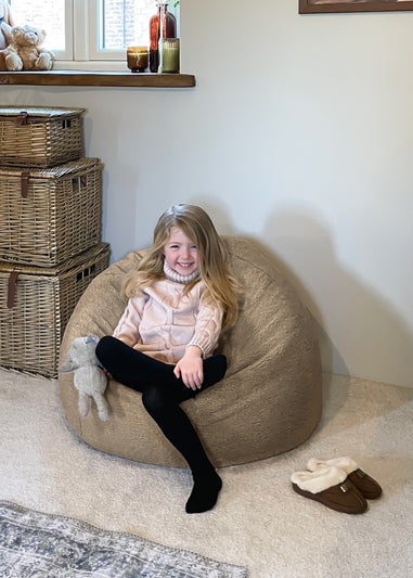 rucomfy Teddy Fleece Kids Slouchbag Taupe Beanbag