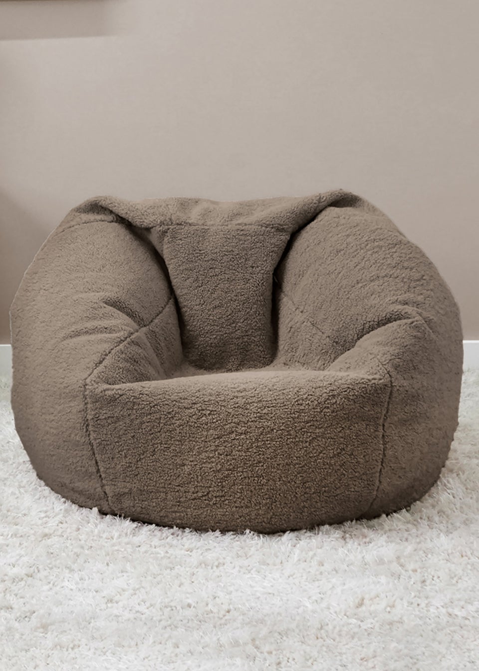 rucomfy Teddy Fleece Kids Slouchbag Taupe Beanbag