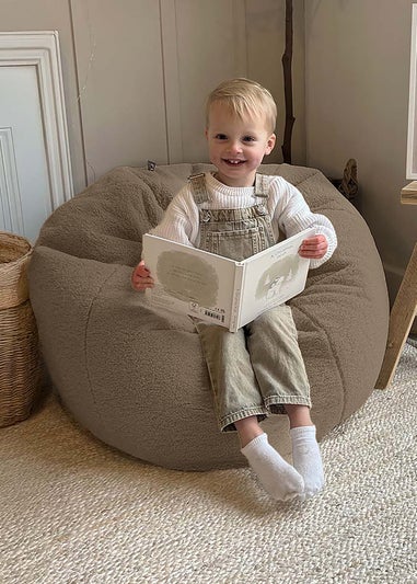 rucomfy Teddy Fleece Kids Slouchbag Taupe Beanbag