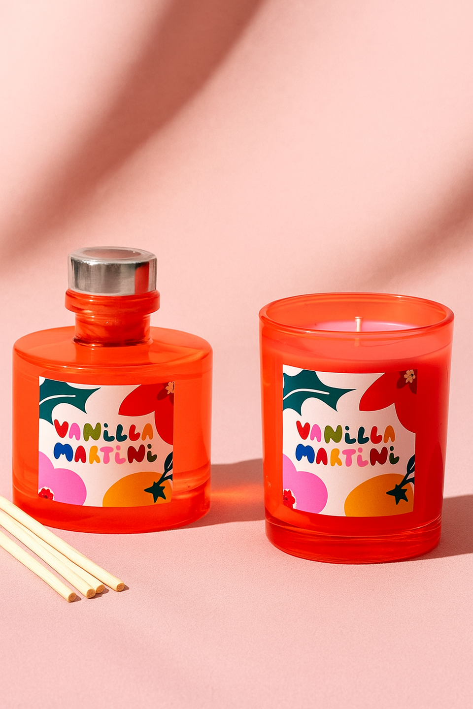 Raspberry Blossom Pink Candle & Diffuser Set