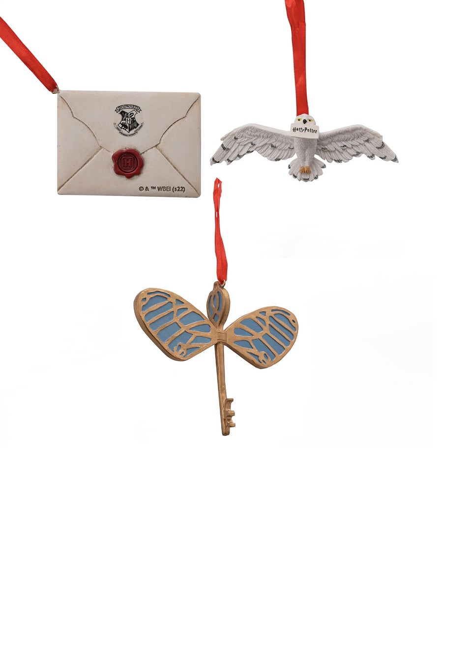 Warner Bros Harry Potter Tree Decs Letter, Owl & Key Set of 3