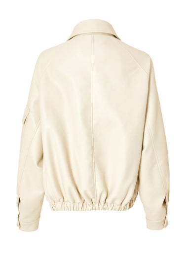 Quiz Stone Faux Leather Bomber Jacket
