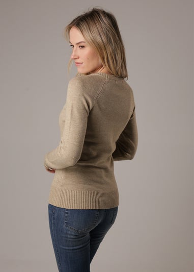 French Connection Camel Cosy Soft Touch Crew Neck Raglan Jumper