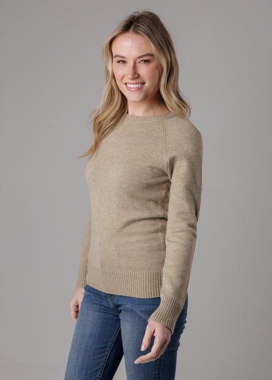 French Connection Camel Cosy Soft Touch Crew Neck Raglan Jumper