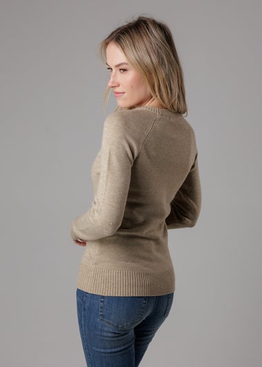 French Connection Camel Cosy Soft Touch Crew Neck Raglan Jumper