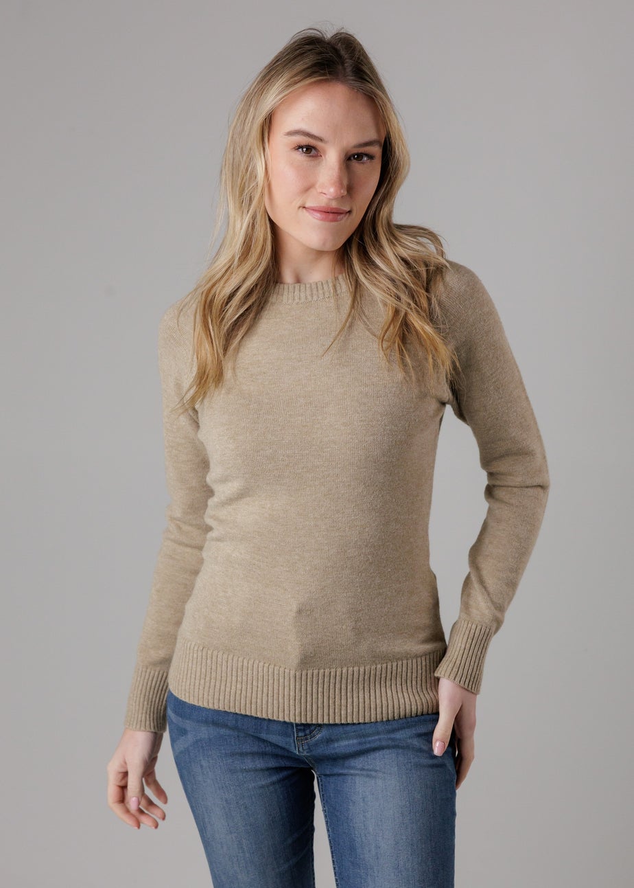 French Connection Camel Cosy Soft Touch Crew Neck Raglan Jumper