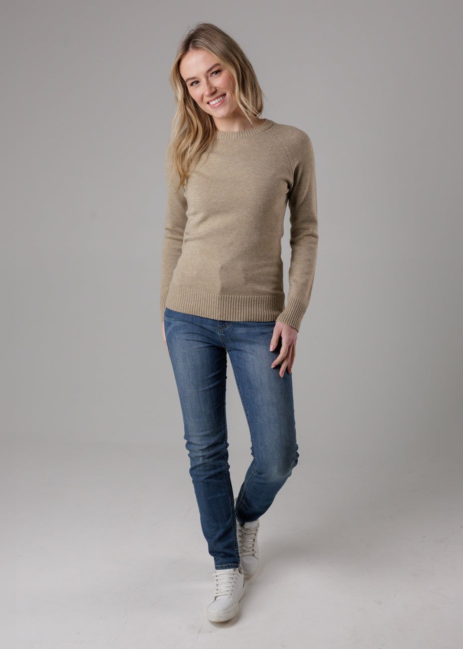 French Connection Camel Cosy Soft Touch Crew Neck Raglan Jumper