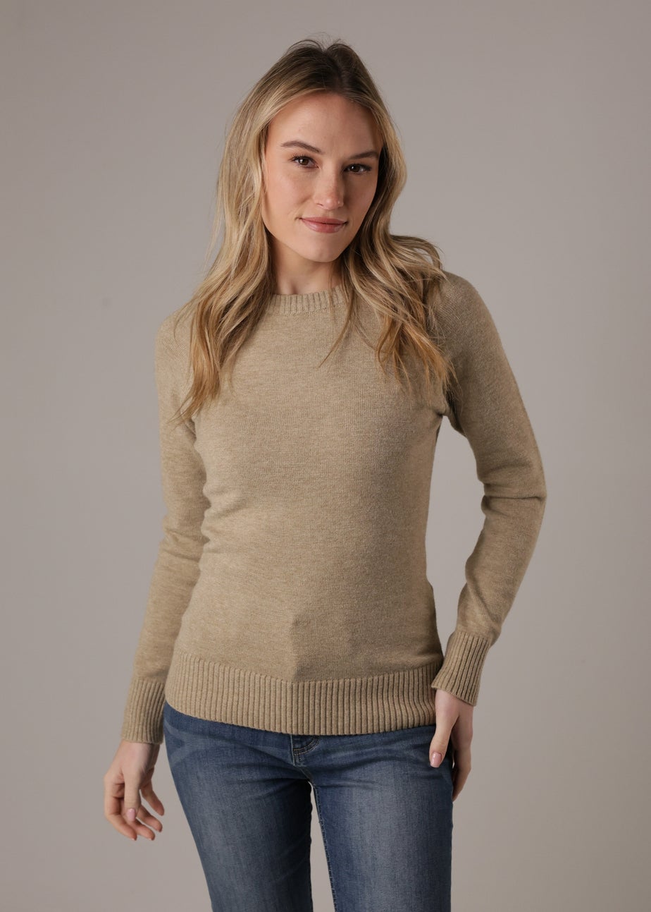 French Connection Camel Cosy Soft Touch Crew Neck Raglan Jumper